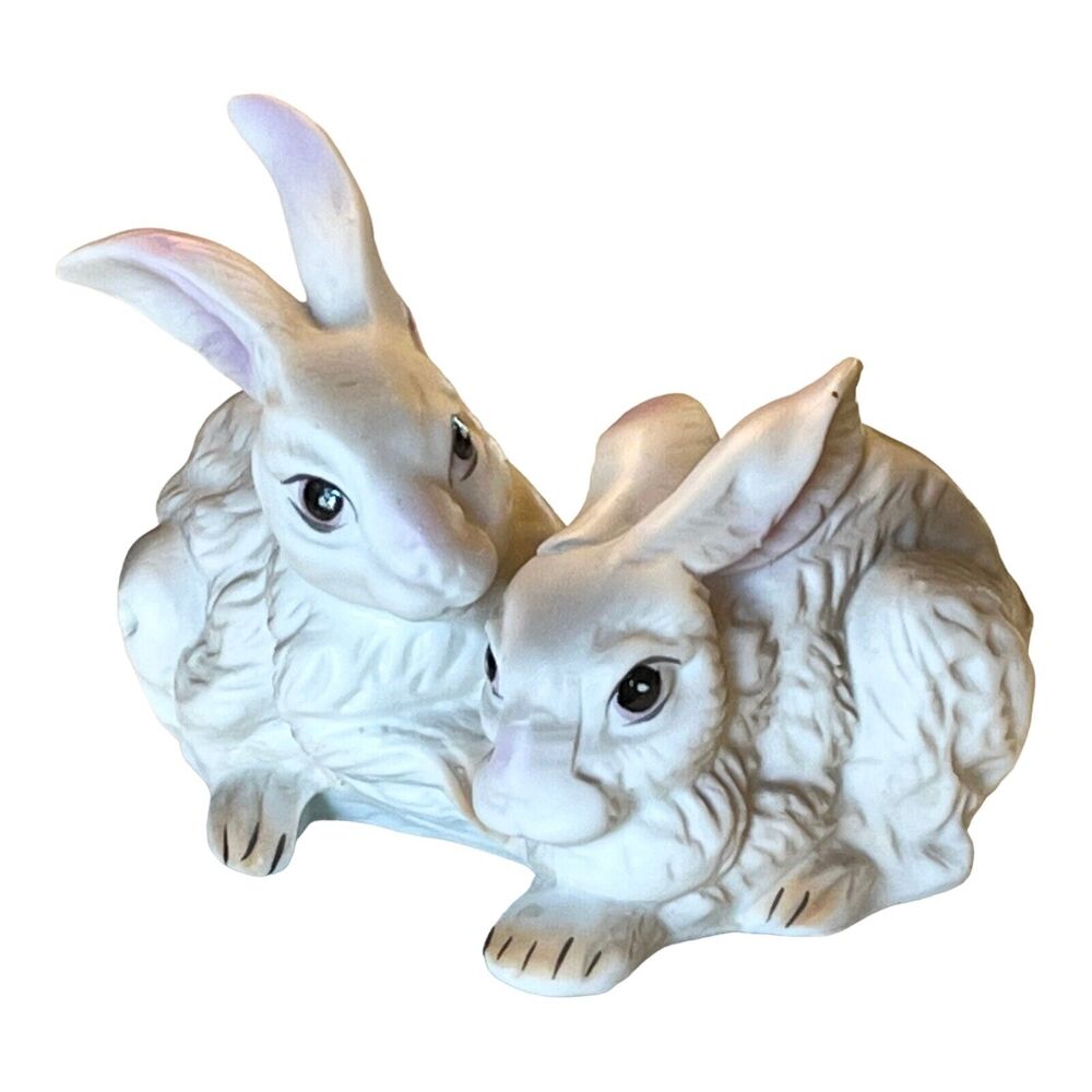 Ardco Porcelain Bunny Rabbit Figurine 5” White Pink Gray Easter Farm Decor Vtg - Picture 7 of 7